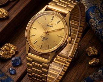 Vintage HMT Jayanth mechanisch handopwindbaar 17 juwelen herenpolshorloge gouden wijzerplaat