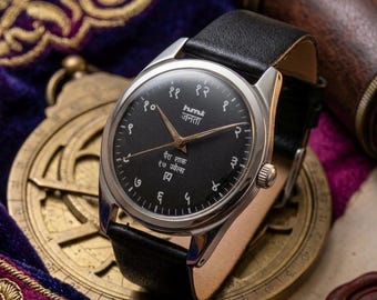 Vintage HMT JANATA Devanagari 17 juwelen herenpolshorloge mechanisch handopwindbaar
