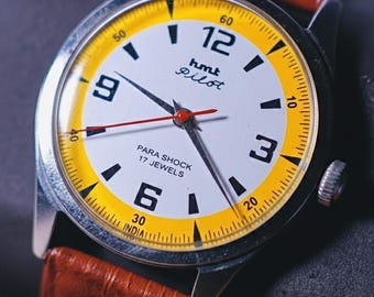 Vintage HMT Pilot 17 juwelen herenpolshorloge mechanisch handopwindbaar