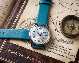 Vintage HMT Pilot 17 juwelen herenpolshorloge mechanisch handopwindbaar