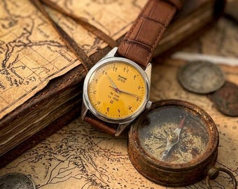 Vintage HMT JANATA Devanagari 17 juwelen herenpolshorloge mechanisch handopwindbaar