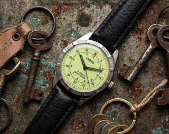 Vintage Oris Telegraph Luminous Dial 17 Jewels Mens Wrist Watch Mechanical Handwinding St-96