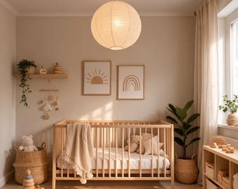 Pantalla de lámpara de papel para guardería, pantalla de luz para habitación infantil, decoración Montessori para habitación infantil, lámpara de techo minimalista