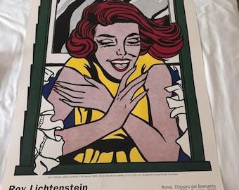 Roy Lichtenstein Ausstellungsplakat – „Mädchen im Fenster“ – Rom 1999 – Pop-Art-Druck – Vintage-Sammlerstück