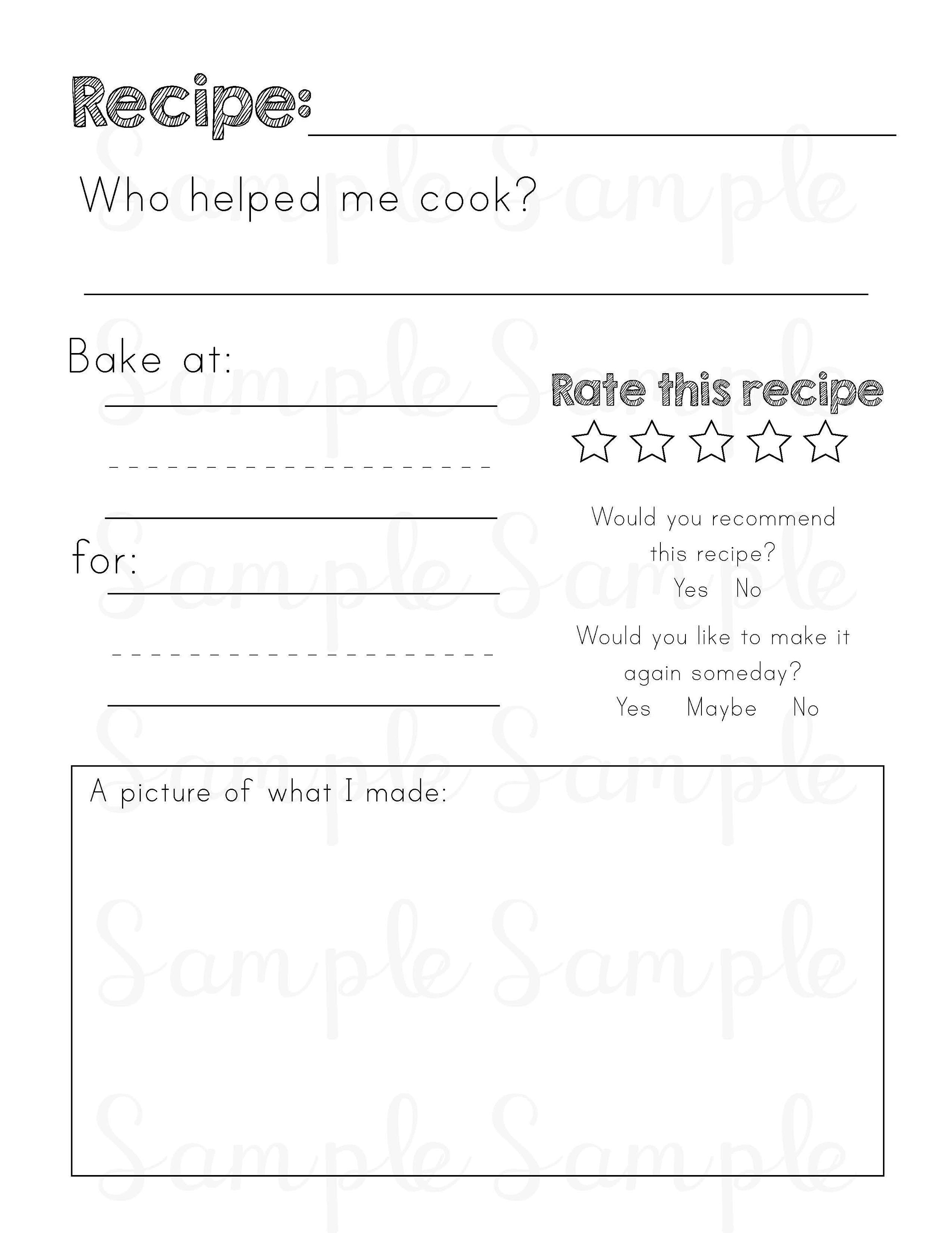 Cooking Journal Printable-digital DOWNLOAD - Etsy
