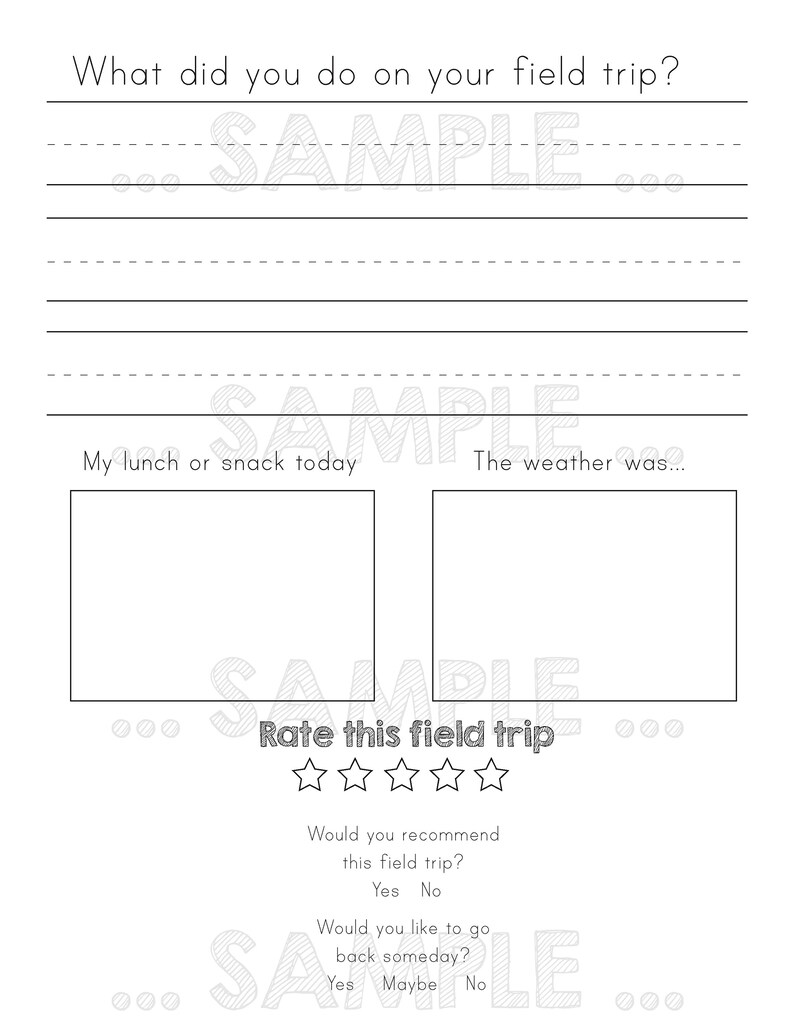 field trip journal printable