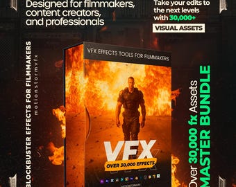 Bundle with 30,000+ VFX Effects – Visual Effects, Sound Effects & Overlays | Premiere Pro, Final Cut Pro, DaVinci, After Effects