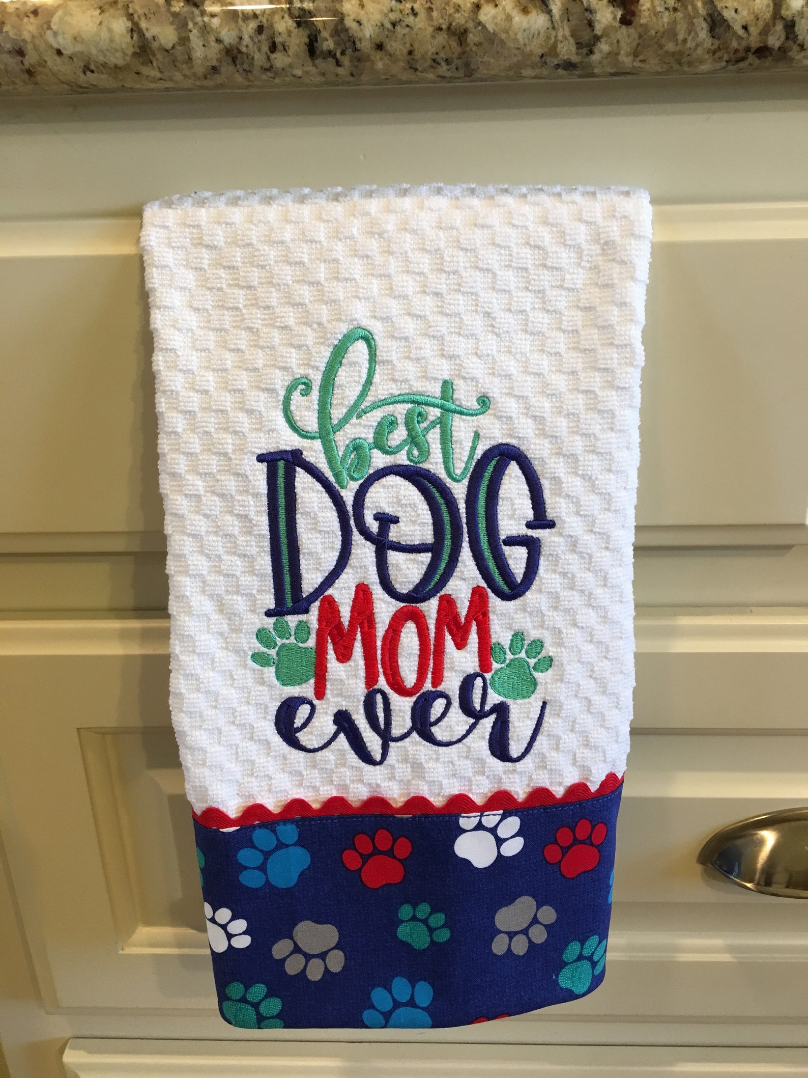 Dog Lover's Kitchen Towel Dish Towel Tea Towel Embroidered "best Dog ...