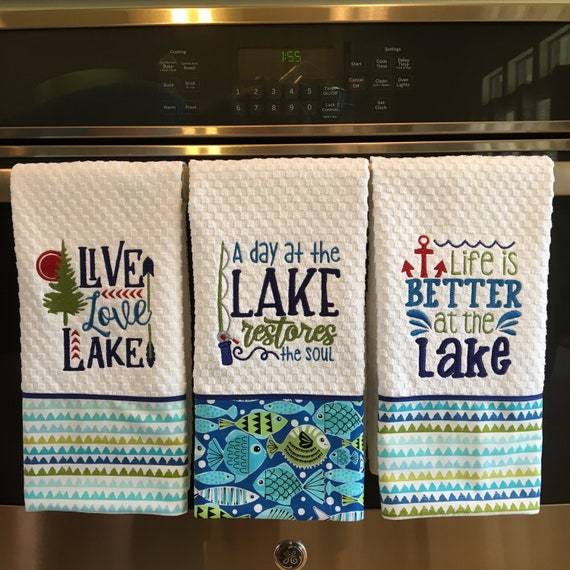 Embroidered Kitchen Towel Dish Towel Tea Towel Linens 