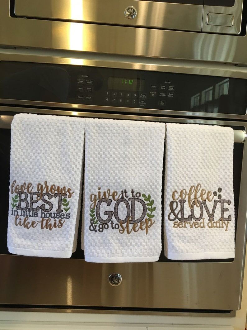 Farmhouse Embroidered Decorative Kitchen Towel Dish Towel Tea Etsy