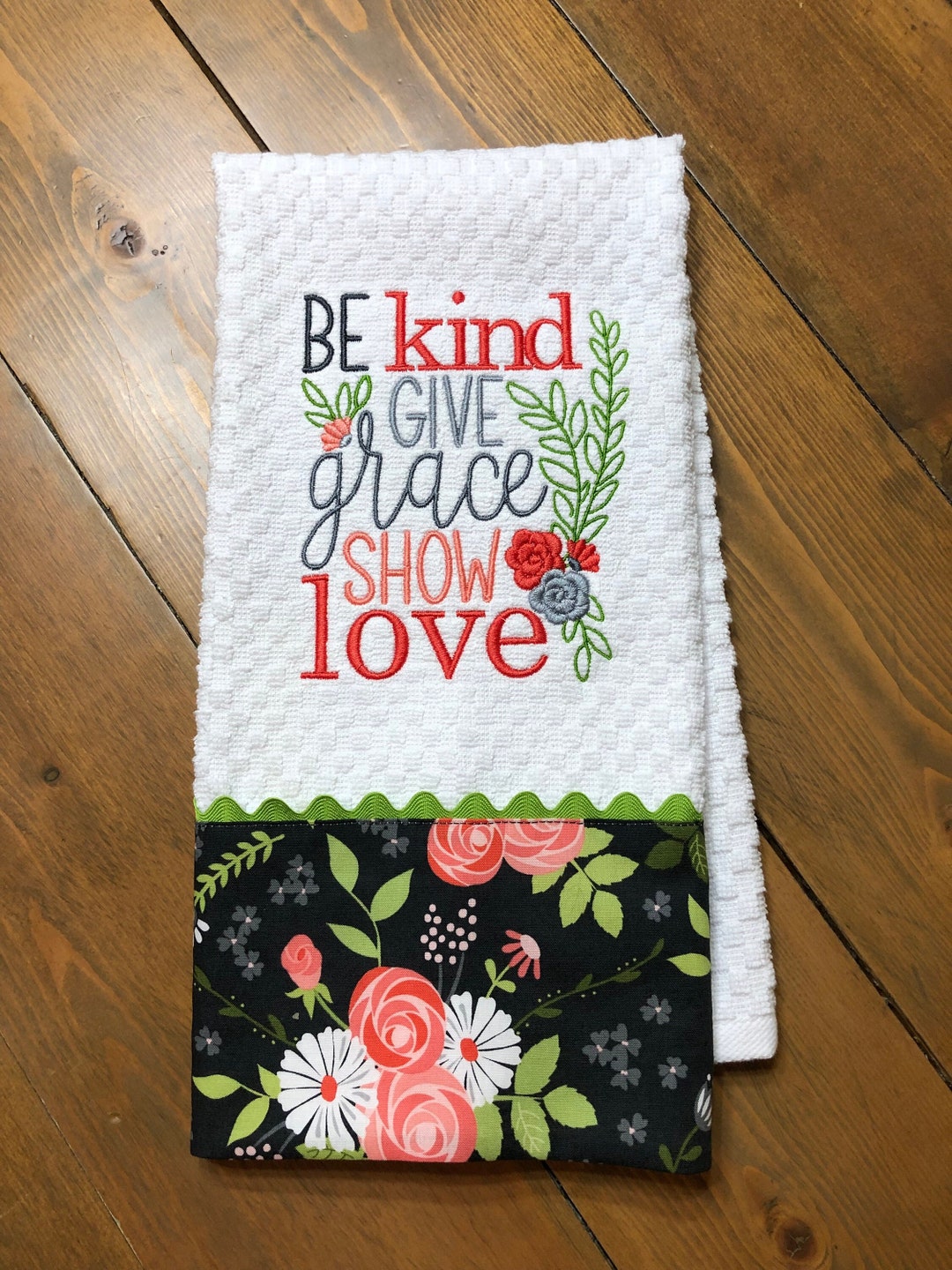 Inspirational Religious Kitchen Towel Dish Towel Tea Towel Embroidered