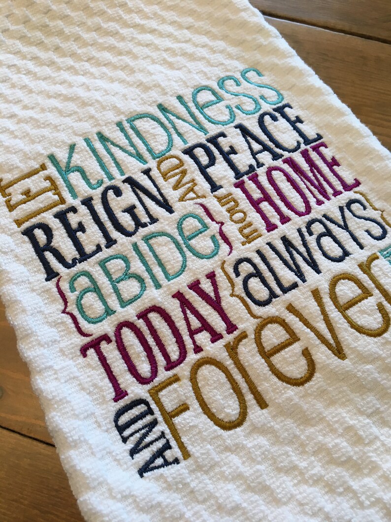 Kitchen Towel Dish Towel Tea Towel Embroidered Word Art Subway Etsy
