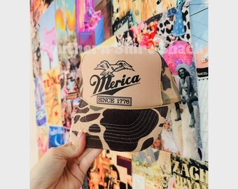 Merica est. 1776 Trucker Hat, Duck Camo Trucker Hat, Foam Trucker Hat, Trucker Hat Bar