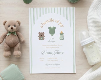 Bundle of Joy Baby Shower Invitation Template, Gender Neutral, Editable (Digital + Mobile Download)