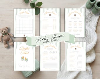 Baby Shower Game Card Bundle, Gender Neutral Activity Sheets (Digital Download)