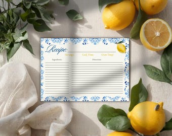 La Dolce Vita Bridal Shower Recipe Card, Template Editable in Canva, Digital Download
