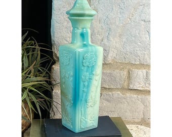 Vintage 1972 Jim Beam « Royal Jade » Carafe en verre de laitier marbré avec bouchon.