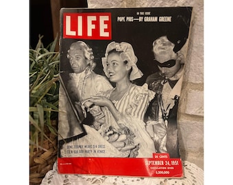 Vintage magazine LIFE, 24 septembre 1951 Gene Tierney Graham Greene Pape Pie XII