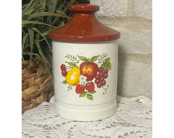 Grand pot de cuisine à fruits en céramique vintage blanc rétro style campagnard