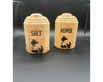 Salière et poivrière vintage en céramique