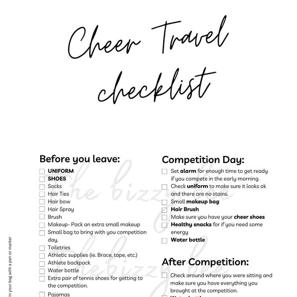 Cheer Competition Pack List Etsy