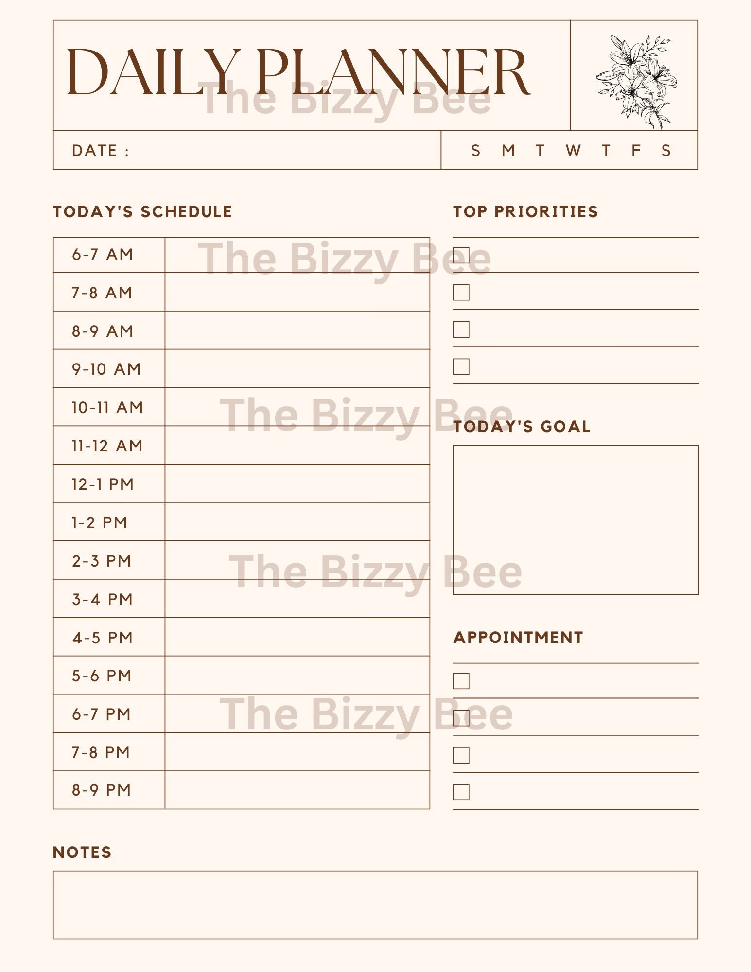 Planner Sheet.pdf PDF Daily Planner Sheet - Etsy