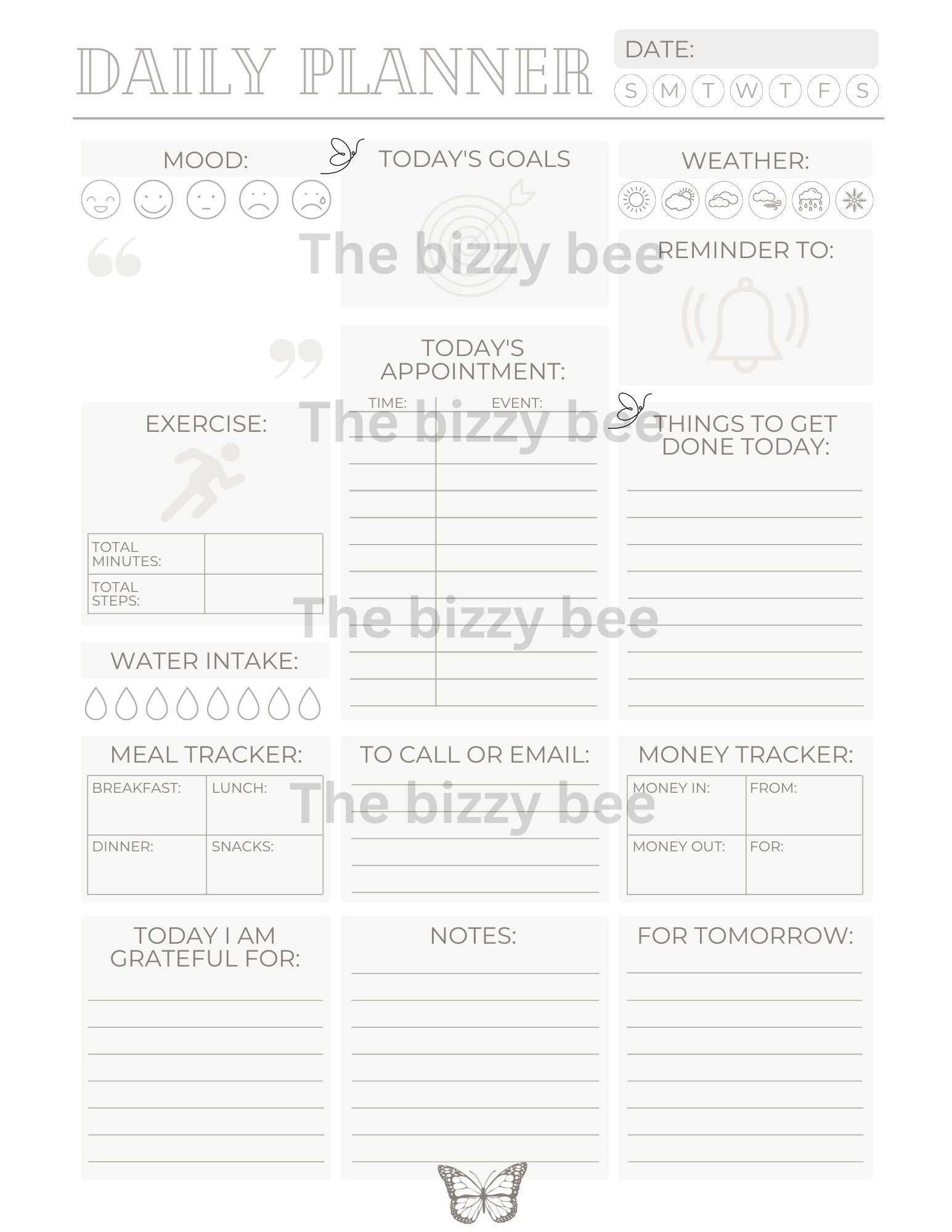 Planner Sheet.pdf Daily Planner Sheet PDF - Etsy