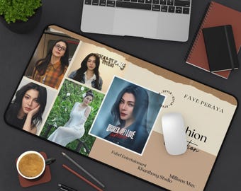 Skrivbordsmatta med fotokollage för modekollektion | Musmatta med kändisporträtt