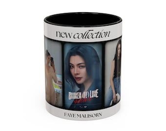 Faye collage porträttfotomugg | Accentkaffemugg 340 ml - Personlig mugg med Faye Malisorn fotodesign - Exklusiv Faye Malisorn-mugg - Fan Art-mugg