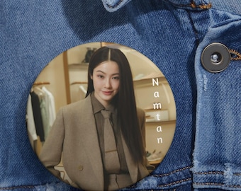 Knapp med porträtt i vintagestil | Knapp med foto, rund märke/ Namtan-knapp med nål - Namtan GL-knapp - NamtanFilm - GL-present