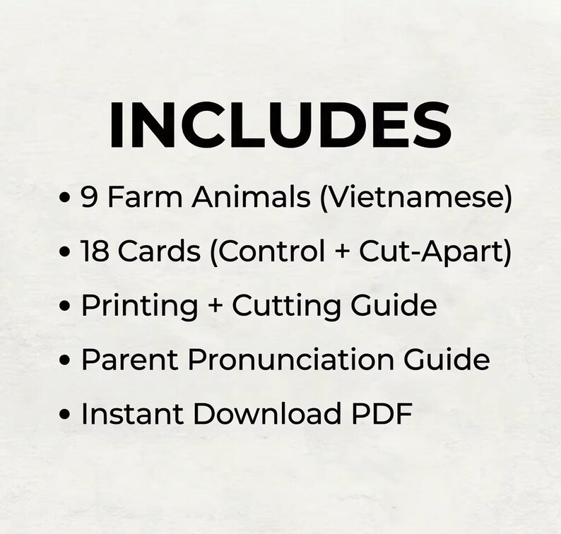 Montessori 3-part Cards Farm Animals (vietnamese) | Printable PDF - Etsy