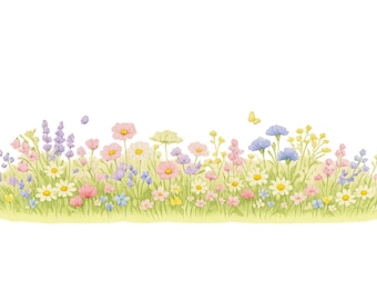 Wildflower Meadow Watercolor Digital Download | Pastel Spring Floral Art | Farmhouse Wall Decor Printable