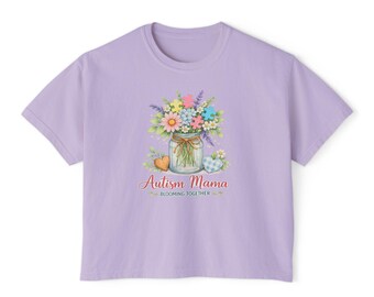 Autism Mama Floral Bouquet Shirt, Women's Boxy Tee, Inspirational Gift
