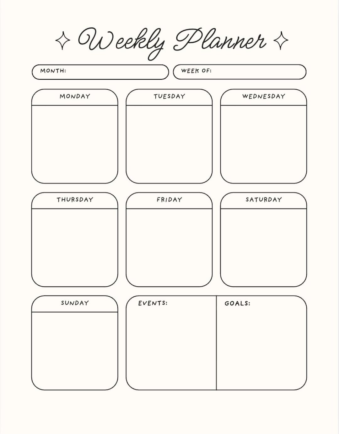 Minimalist Weekly Planner Printable | Simple Neutral Weekly Schedule ...