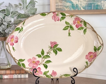 Franciscan Desert Rose 19.5" Oval Serving Platter Large USA TV Brown Vintage Floral