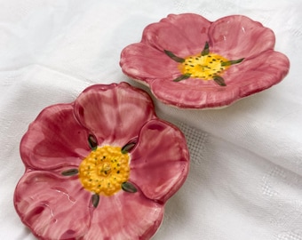 Vintage Franciscan Desert Rose Floral Ashtrays/Butter Pats/Teabag Holders Sets of 2