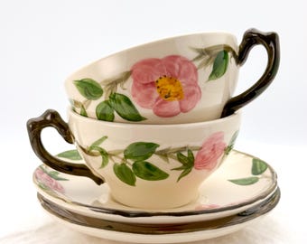 Franciscan Desert Rose Teacups & Saucers SET OF 2 / USA Vintage 1978-79 Floral
