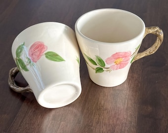 Franciscan Desert Rose Tapered Tea Coffee Mugs PAIR (2) USA Vintage 3.5" Rare
