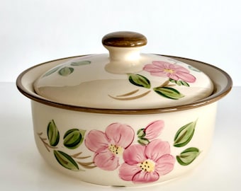 Franciscan Desert Rose 2Qt Round Covered Baking Casserole Dish 9" Portugal VTG