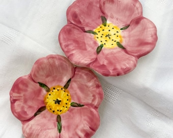 Vintage Franciscan Desert Rose Floral Ashtrays/Butter Pats/Teabag Holders Sets of 2