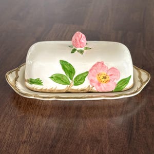 Franciscan Desert Rose Covered Butter Dish USA Half Moon Mark 1949-53 Vintage