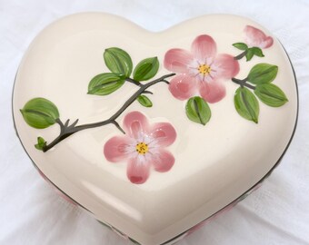 Franciscan Desert Rose Heart-Shaped Covered Trinket Box 6" China Earthenware