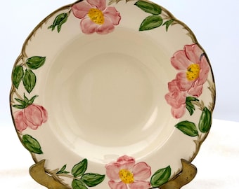 Franciscan Desert Rose Rimmed Soup Bowl, 8.5 inch, USA, 1960s Brown TV Stamp