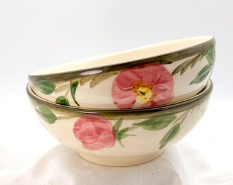 Franciscan Desert Rose Footed Oatmeal Bowls Set of 2 5.5" Vintage USA TV Backstamp