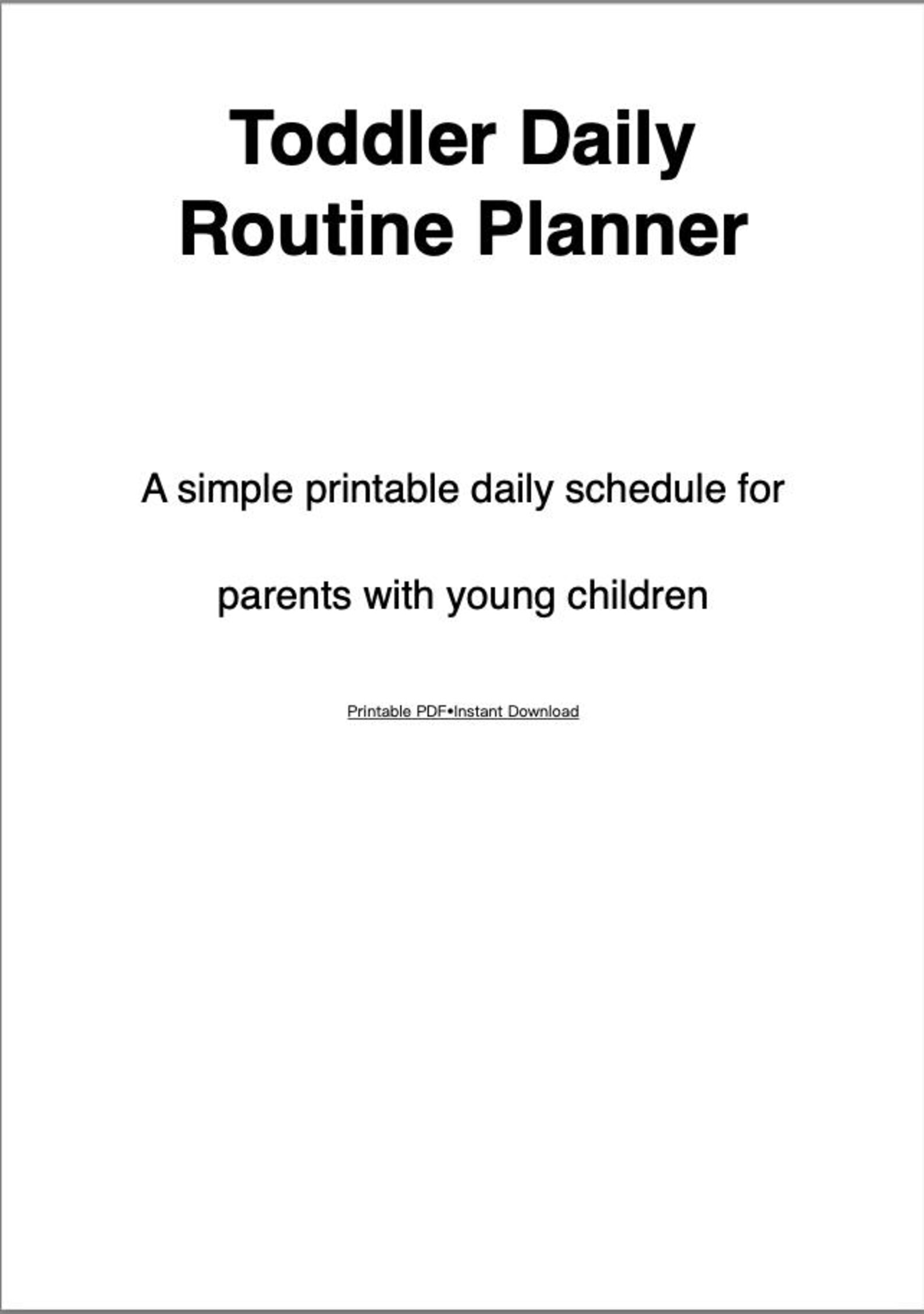 Daily Routine Parent Toddler Daily Routine Planner-printable Daily Schedule for Parents ...