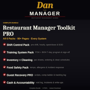 Restaurant Manager Toolkit Bundle | Operations, Training, Food Safety (Digital Download)
