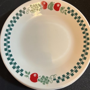Vintage Corelle Farm Fresh 10-Piece Set - Fruit and Checkered Rim Plates & Bowls - 90s Country Kitchen Decor - Replacement Dish Set - As-Is