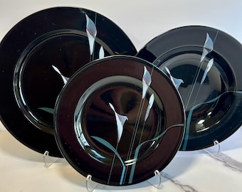 Mikasa Galleria "Opus Black" Calla Lily Dinnerware - Choose Your Set: NIB Place Settings, Cappuccino Mugs, Dinner Plates, or Sugar Bowl
