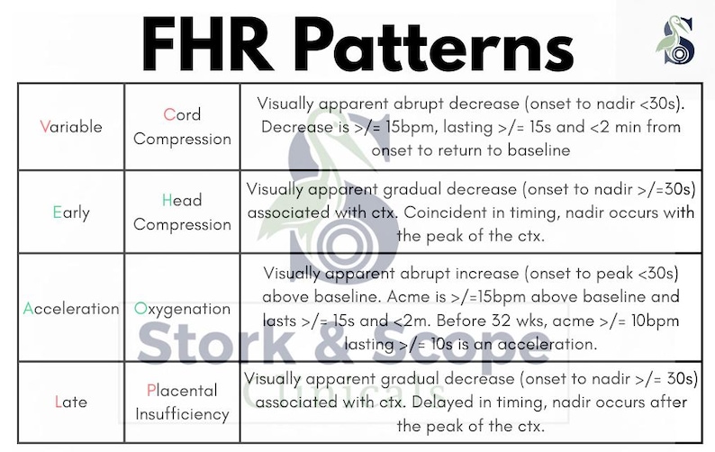 Fetal Heart Rate Patterns Badge Buddy | L&D Nurse Cheat Sheet | OB ...