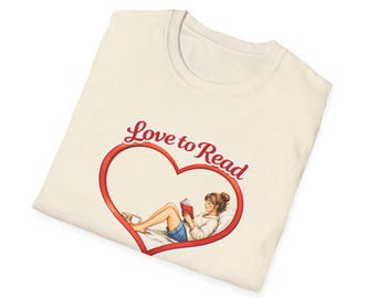 Love to Read heart graphic T-Shirt | reading girl illustration